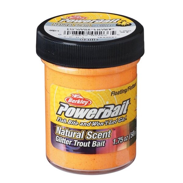 Berkley PowerBait® Forellenteig GARLIC FLUORESCENT ORANGE GLITTER floating