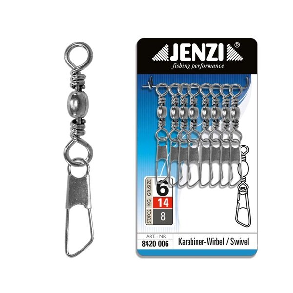 Jenzi Nickel Karabiner-Wirbel / Swivel Gr.6