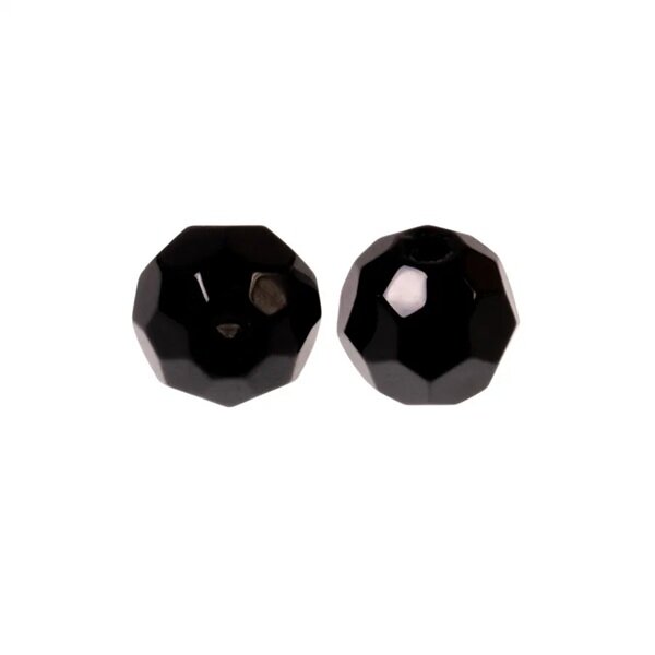 Zeck Faceted Glass Bead 8mm | Black | 10 Pcs